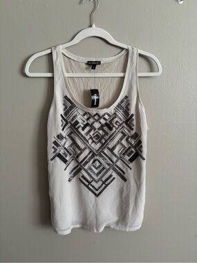 Express Tank Top with Black Geometric Design